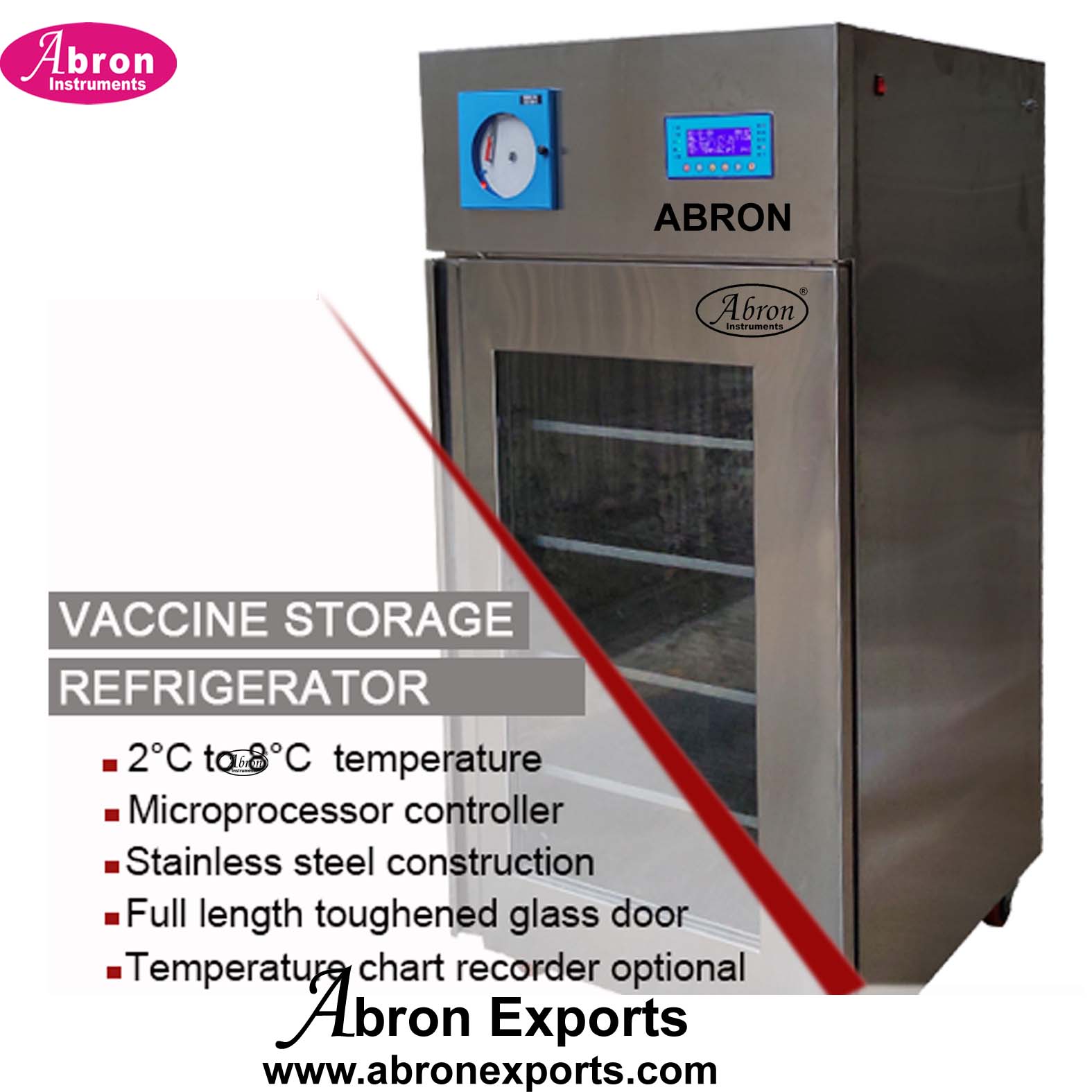 Medical Refrigerator with data logger output and alsrm output SS chamber Datalogger 300lt  400lt 600lt  750 Liter Liter vaccine refrigerator  chart recorder Abron ABM-2793R6H